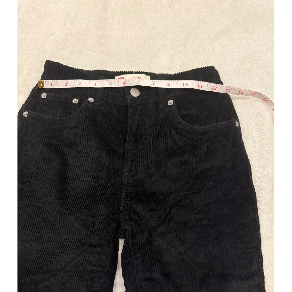 Levis Kids Mini Mom Corduroy Pants Black High Waist Adjustable Tapered Size 12 R
